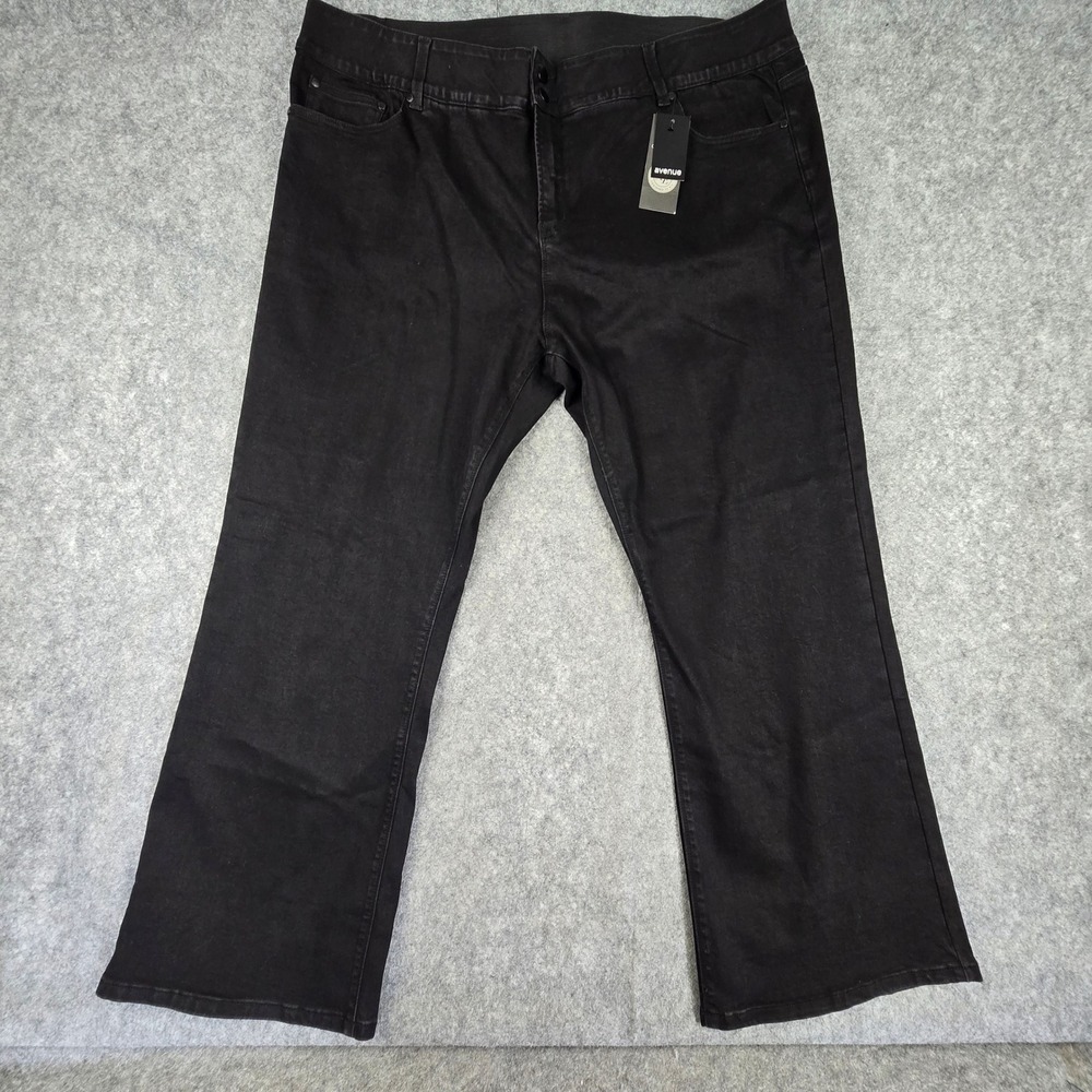 Avenue Clarissa Jeans Womens 26‎ Black Bootcut Elastic Comfort Waist NWT - Picture 2 of 9